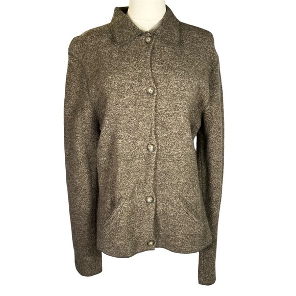 Evan Picone Womens Wool Button Front Sweater Jacket Brown Large L Vintage - Picture 1 of 13